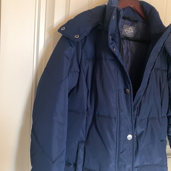 St John’s Bay Blue Long Insulated Puffer Coat Jacket Removable Hood Zip Up Small - Picture 12 of 15